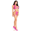 Leg 86148 top de sujetador de encaje y braga con ligueros rosa talla única