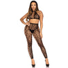 Leg 89372 crop top y medias sin entrepierna negro talla única