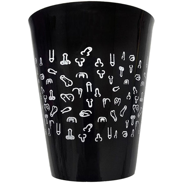 Diablo vaso negro 500 ml con penes blancos