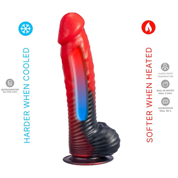 Silexd devil dildo fantasy silicona liquida termoreactivo rojo negro 20.3 cm