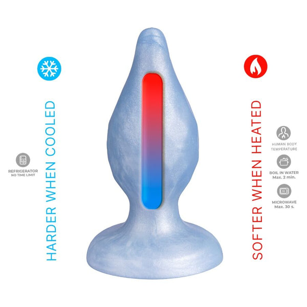 Silexd diamond plug anal fantasy silicona liquida termoreactivo azul perla 9.2 cm