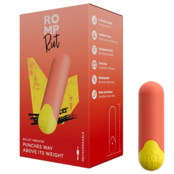 ROMP - RIOT BALA VIBRADORA MULTIFUNCIÓN NARANJA + AMARILLA