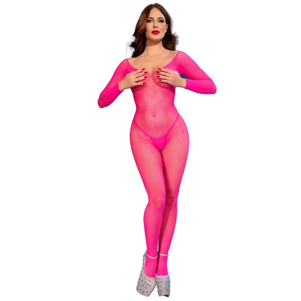 CHILIROSE - CR 4894 BODYSTOCKING MALLA ROSA NEON S/M