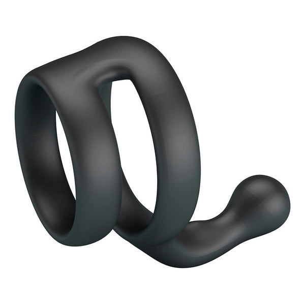 CRAZY BULL - YANCY ANILLO DOBLE PARA PENE Y TESTÍCULOS SILICONA NEGRO