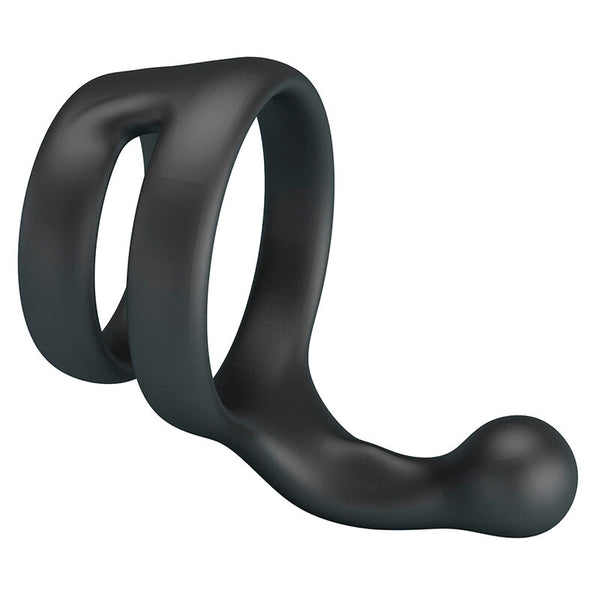 CRAZY BULL - YANCY ANILLO DOBLE PARA PENE Y TESTÍCULOS SILICONA NEGRO