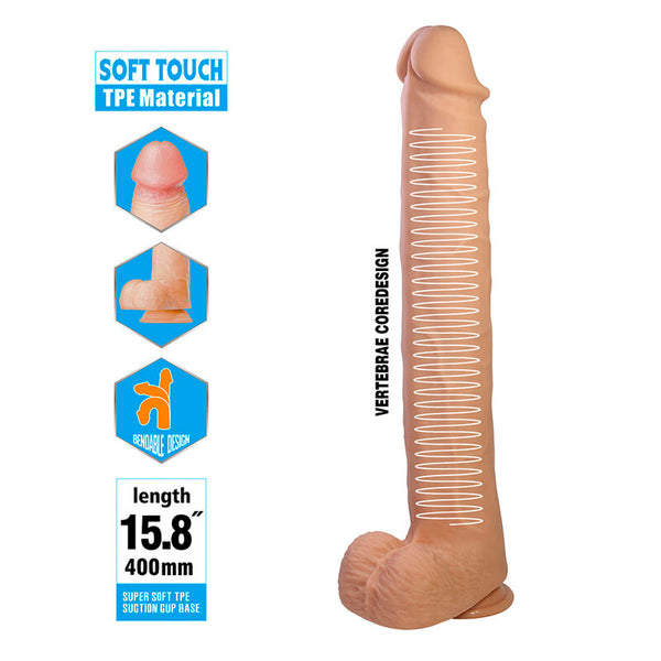 PRETTY LOVE - PAT DILDO REALÍSTICO FLEXIBLE CON VENTOSA NATURAL 40 CM -Ø- 6 CM