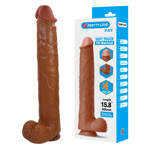 PRETTY LOVE - PAT DILDO REALÍSTICO FLEXIBLE CON VENTOSA 40 CM -Ø- 6 CM MARRÓN