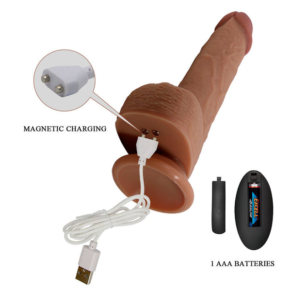 PRETTY LOVE - TOMMY VIBRADOR REALÍSTICO CON EMPUJE MARRÓN OSCURO CONTROL REMOTO