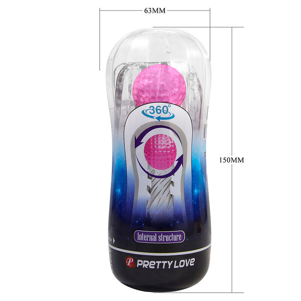 PRETTY LOVE - MASTURBADOR CUP 360º TEXTURIZADO TRANSPARENTE