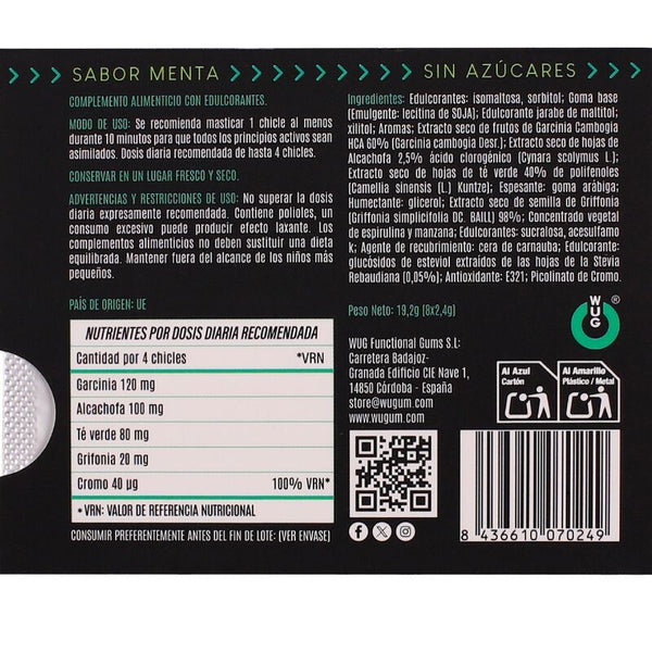 WUG Diet - Control del apetito y reducción del picoteo BLISTER 8 UDS
