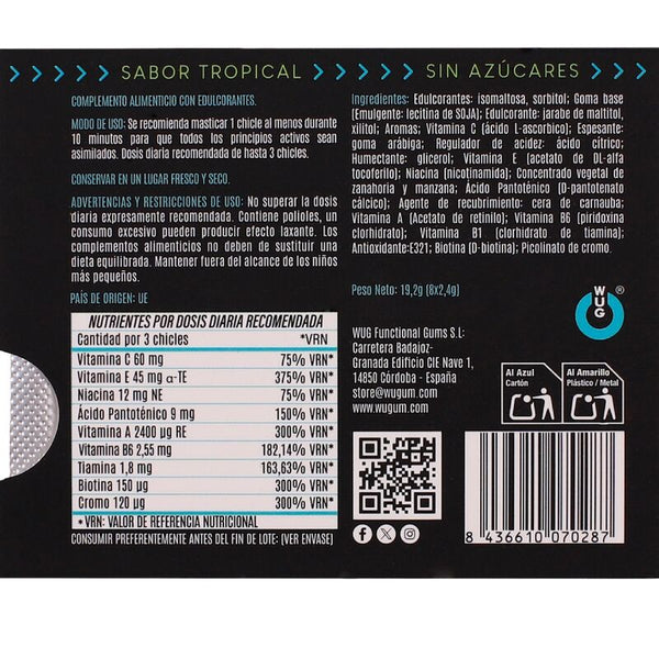 WUG Multivit - El chicle funcional que refuerza tus defensas cada día BLISTER 8 UDS