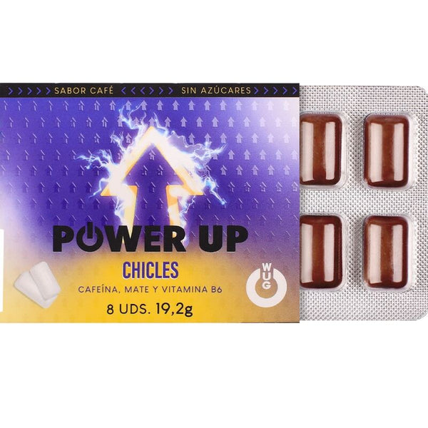WUG Power Up - Chicle energético para concentración y resistencia BLISTER 8 UDS