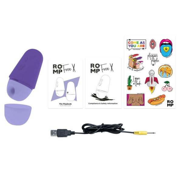 ROMP - FREE X ESTIMULADOR DE CLÍTORIS CON TAPA 10 NIVELES RECARGABLE MORADO
