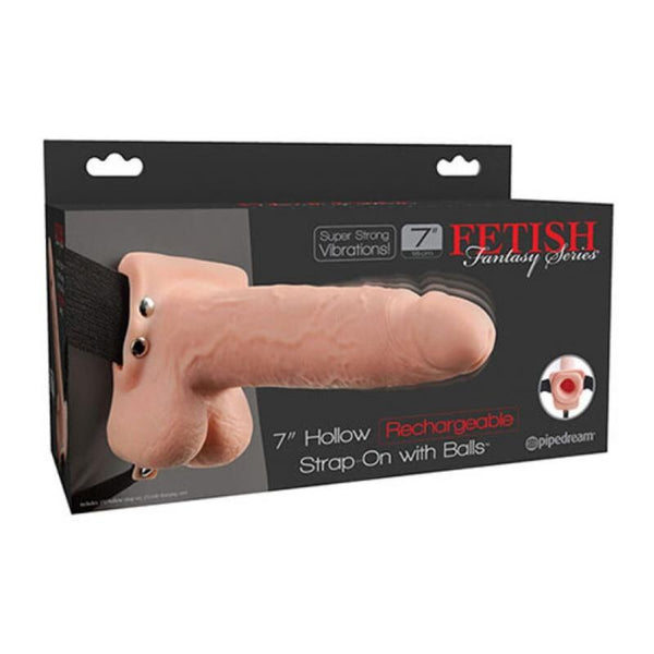 FETISH FANTASY SERIES - STRAP ON HUECO REALISTA VIBRADOR CON TESTÍCULOS 17,8 CM
