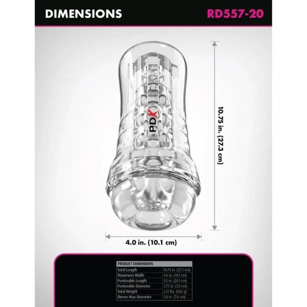 PDX ELITE - MASTURBADOR TRANSPARENTE VIEWTUBE PLUS SEE-THRU EZ-GRIP 21 CM