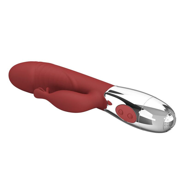 PRETTY LOVE - VIBRADOR RABBIT ROSEWOOD 30 FUNCIONES RECARGABLE USB ROJO