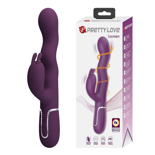 PRETTY LOVE - VIBRADOR RABBIT LOURSEN CON MOVIMIENTO OSCILANTE Y 7 VIBRACIONES RECARGABLE USB MORADO