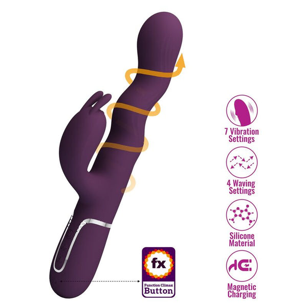 PRETTY LOVE - VIBRADOR RABBIT LOURSEN CON MOVIMIENTO OSCILANTE Y 7 VIBRACIONES RECARGABLE USB MORADO