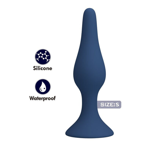 MR PLAY - PLUG ANAL SILICONA AZUL SLIM TALLA S