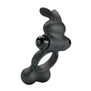 PRETTY LOVE - ANILLO VIBRADOR PARA PENE CON ESTIMULADOR DE CONEJITO 10 FUNCIONES NEGRO