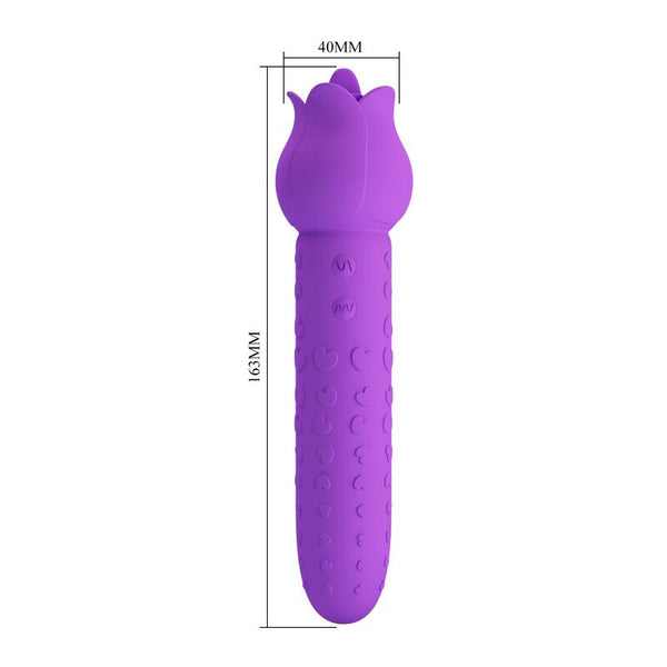 PRETTY LOVE - DANNELL VIBRADOR CON ESTIMULACIÓN ORAL Y CLITORAL RECARGABLE MORADO
