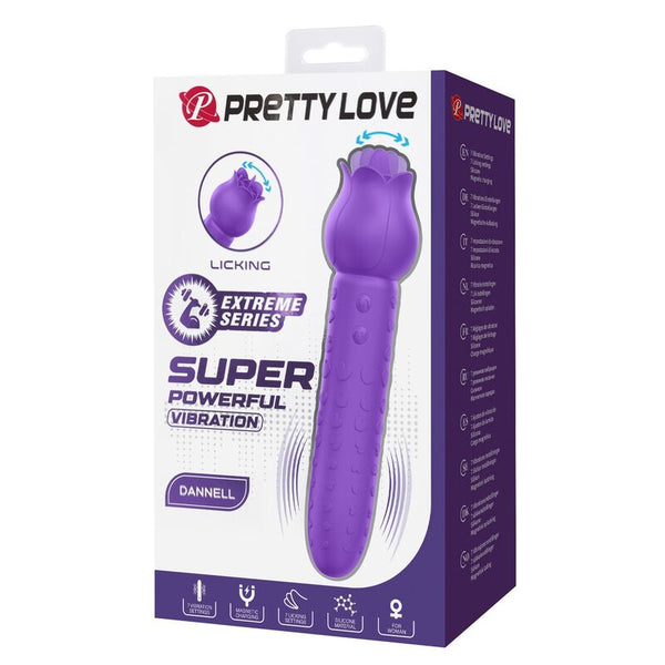PRETTY LOVE - DANNELL VIBRADOR CON ESTIMULACIÓN ORAL Y CLITORAL RECARGABLE MORADO