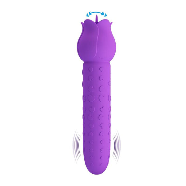 PRETTY LOVE - DANNELL VIBRADOR CON ESTIMULACIÓN ORAL Y CLITORAL RECARGABLE MORADO