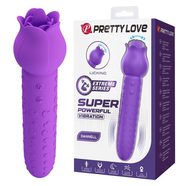 PRETTY LOVE - DANNELL VIBRADOR CON ESTIMULACIÓN ORAL Y CLITORAL RECARGABLE MORADO