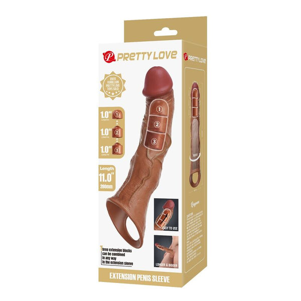 PRETTY LOVE - FUNDA EXTENSORA PARA PENE AJUSTABLE 28 CM Ø 4,5 CM COLOR MARRÓN