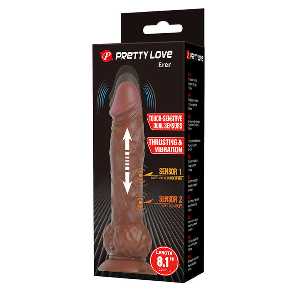 PRETTY LOVE - EREN DILDO VIBRADOR CON EMPUJE 20,5 CM Ø 4,5 CM MARRÓN