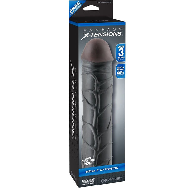 Fantasy mega 3 extensión negro para el pene