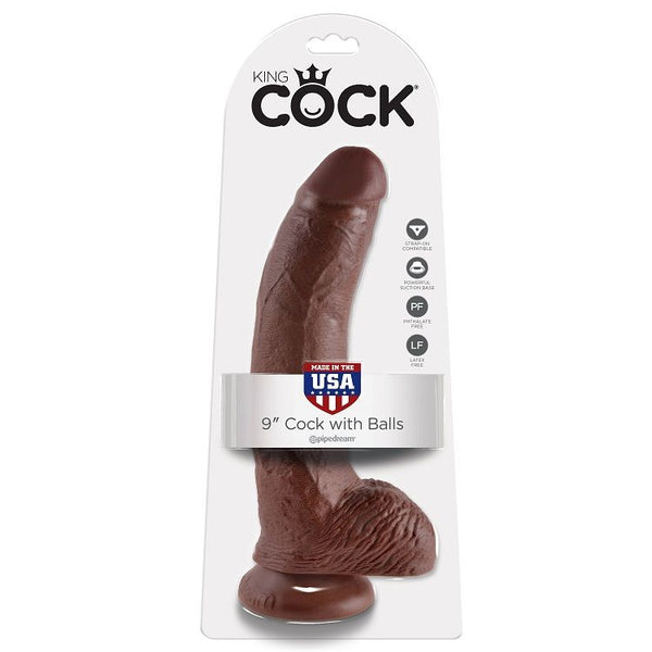 King 9 pene realístico marrón 22.9 cm