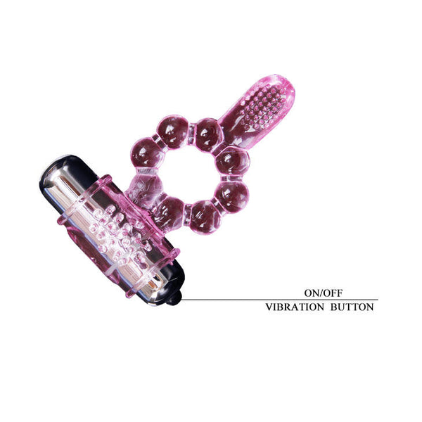 Baile anillo silicona 10 ritmos lengua con vibración rosa