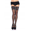 Leg medias negras autoadhesivas con encaje ancho one size