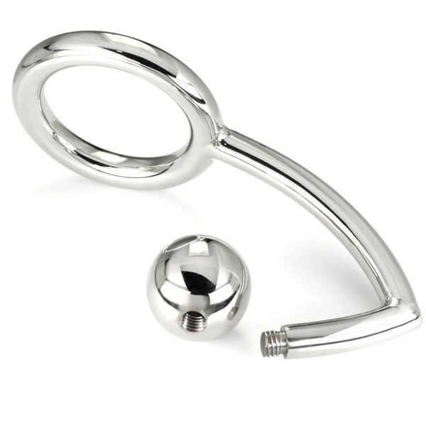 Anillo para el pene de metal con gancho anal Intruder 45 mm