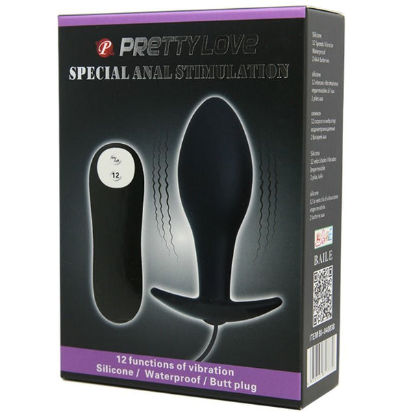 Pretty plug anal silicona forma ancla 12 modos vibración negro