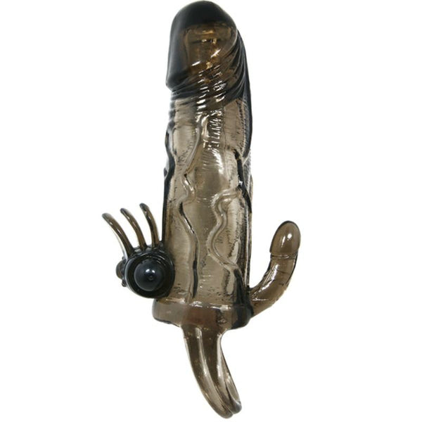 Brave man funda pene anal y clítoris vibrador 16.5 cm negro