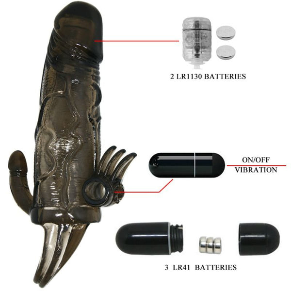Brave man funda pene anal y clítoris vibrador 16.5 cm negro