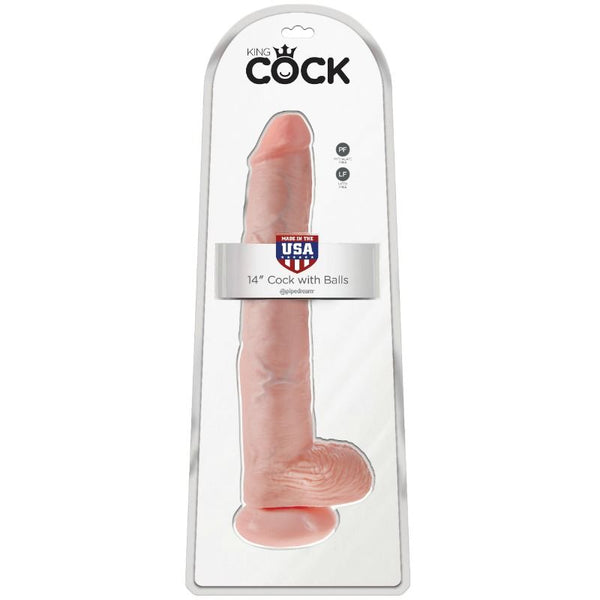 King pene con testículos 35.6 cm color natural