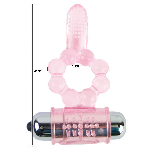 Baile anillo silicona 10 ritmos lengua con vibración rosa