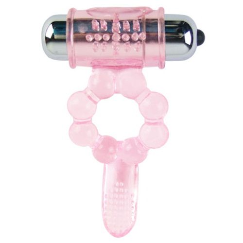 Baile anillo silicona 10 ritmos lengua con vibración rosa