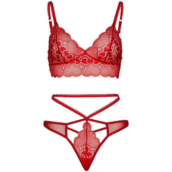 Leg set 2 piezas con tanga doble tiranta m l rojo