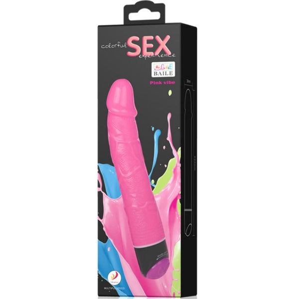 Colorful sex vibrador realístico rosa 23 cm