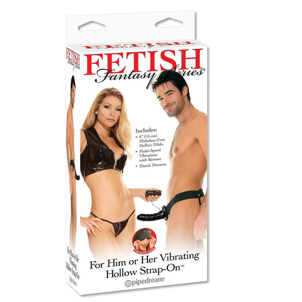 Arnés hueco vibrador para el y ella negro 14cm