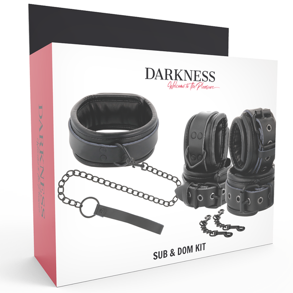 Darkness esposas y collar de cuero negro