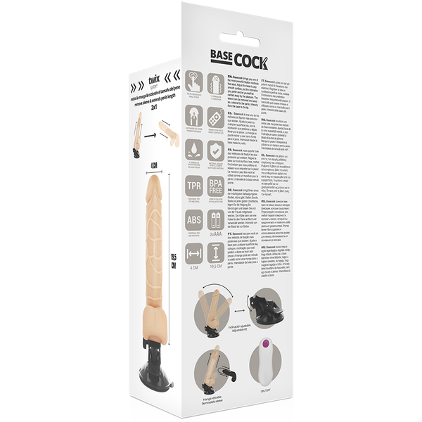 Vibrador realístico control remoto negro con testículos 19.5 cm o 4 cm