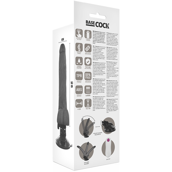 Vibrador realístico articulable control remoto negro 18.5 cm o 4 cm