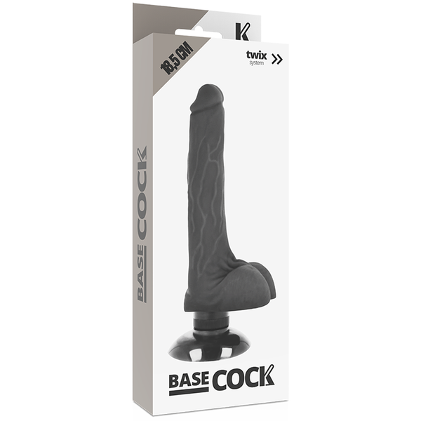 Vibrador realístico 2 1 negro 18.5 cm o 4 cm