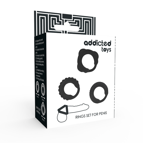 Addicted set 3 anillos pene negro