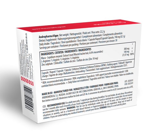 Andropharma vigor complemento alimenticio herbal para la libido masculina